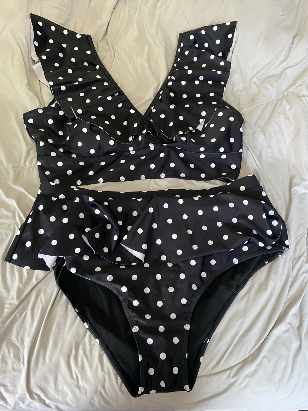 Polka Dot Ruffle High Waisted Bikini Set Two Piece Swimsuit 4XL